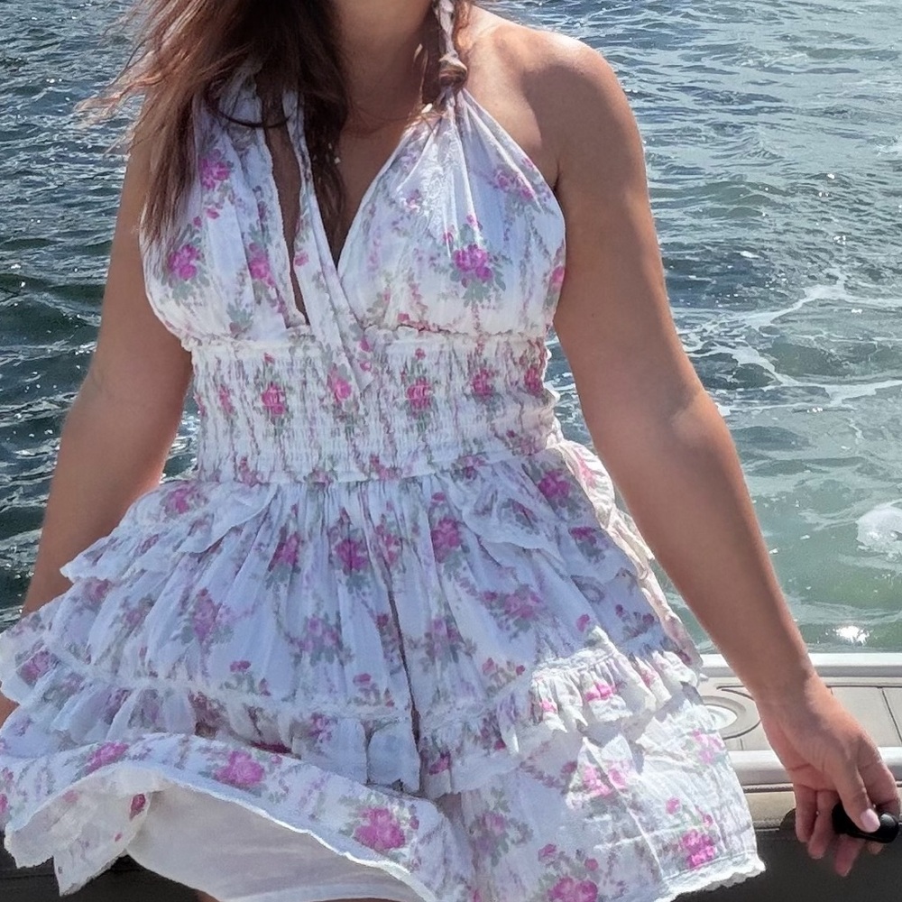 LoveShackFancy Pink Floral Mini Dress - Picture 4 of 4